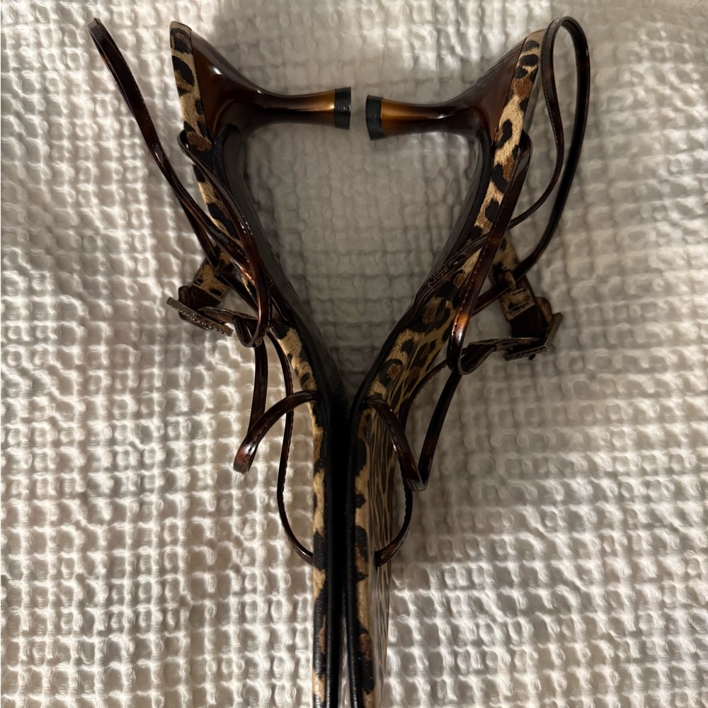 ✨️STUART WEITZMAN✨️ Lepard Print 2 Inch Heel Sandal Slide Wm's Sz 8 1/2 New - Picture 6 of 9